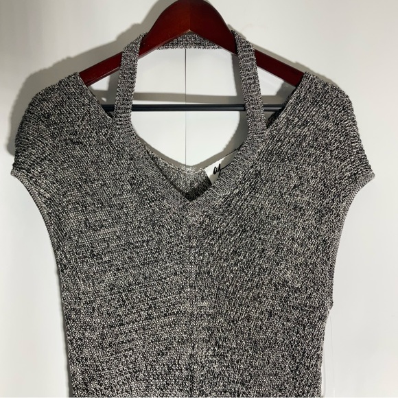 Andrea Jovine NWT’s Silver Combo Form Fitting V-Neck w/Strap Mini Dress Size SM - Picture 5 of 13